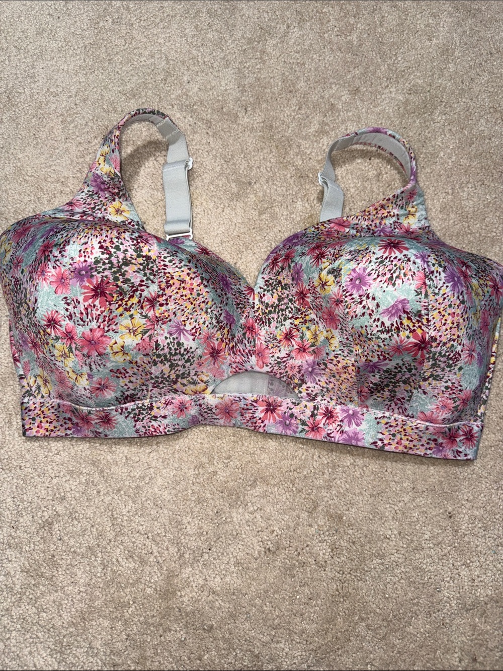 Cacique Floral Print Full Coverage Bra - Pink Multi